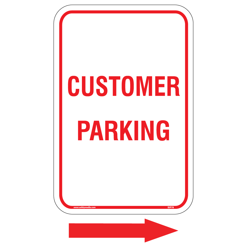 Customer Parking Aluminum Sign with Arrow Sticker