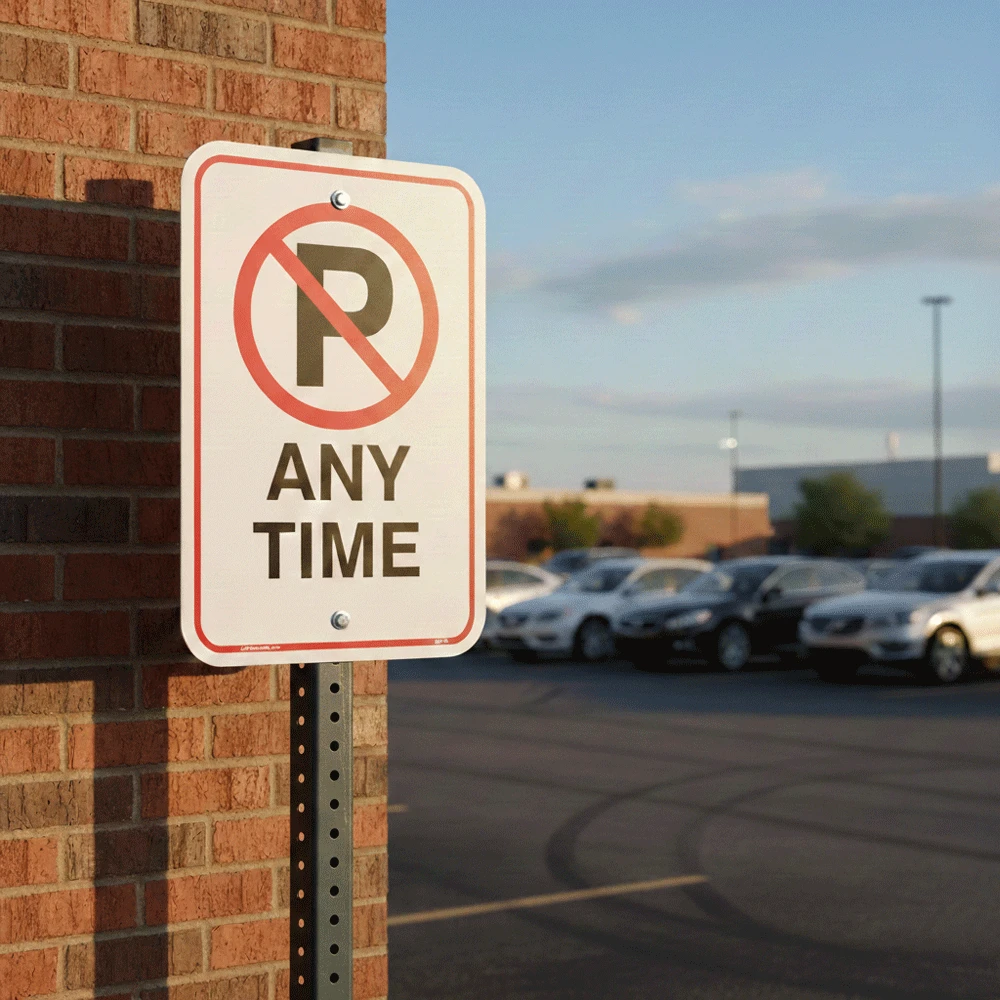 No Parking Any Time Aluminum Sign