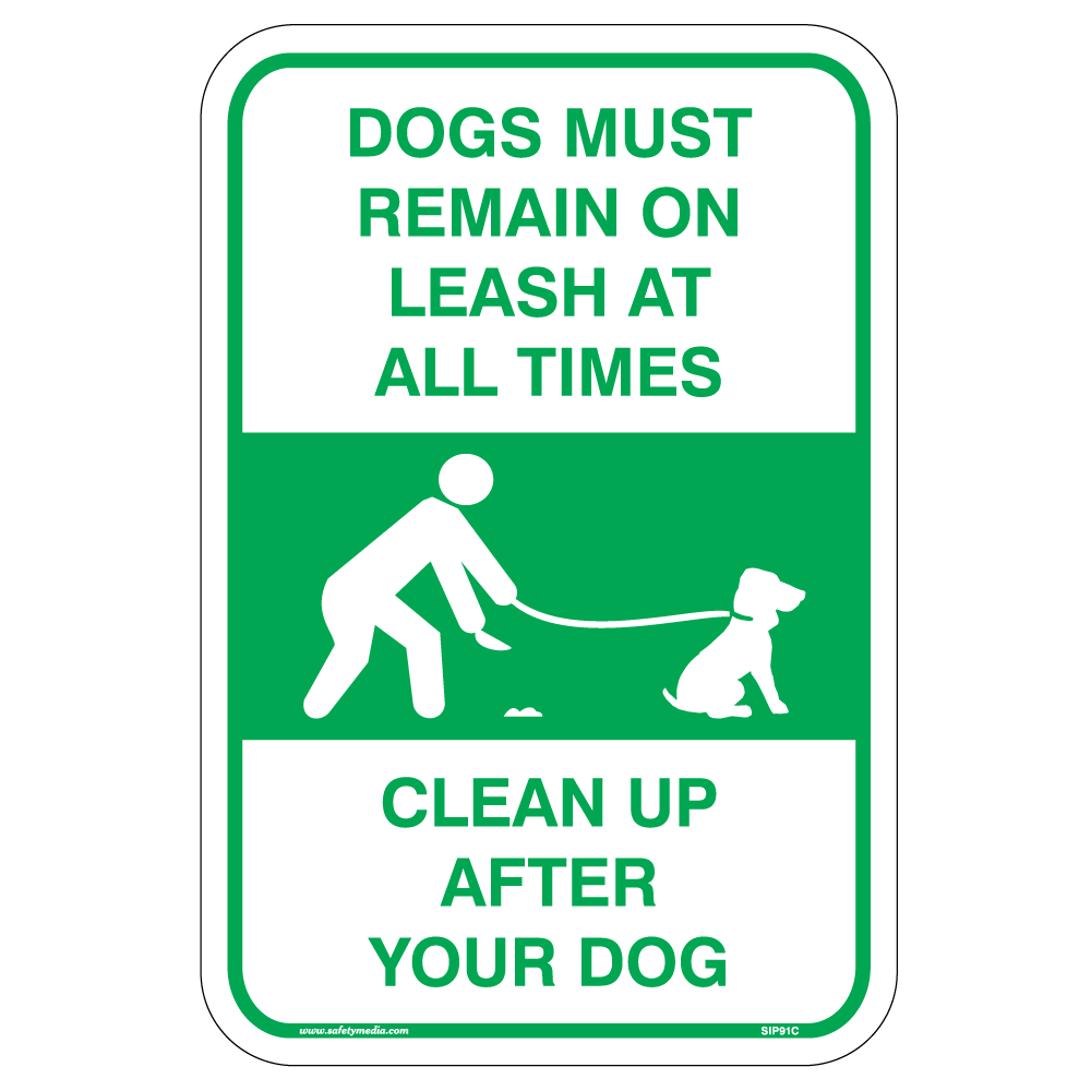 Dog Leash & Cleanup Aluminum Sign