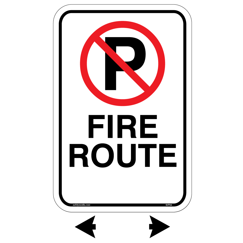 Fire Route No Parking with Arrows Sign