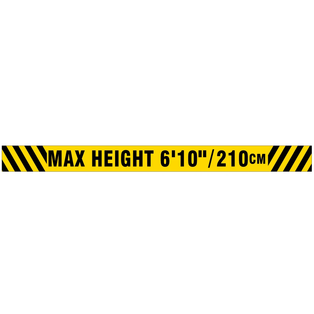 Maximum Height Aluminum Sign with yellow reflective backing and black stripes for parking garages.