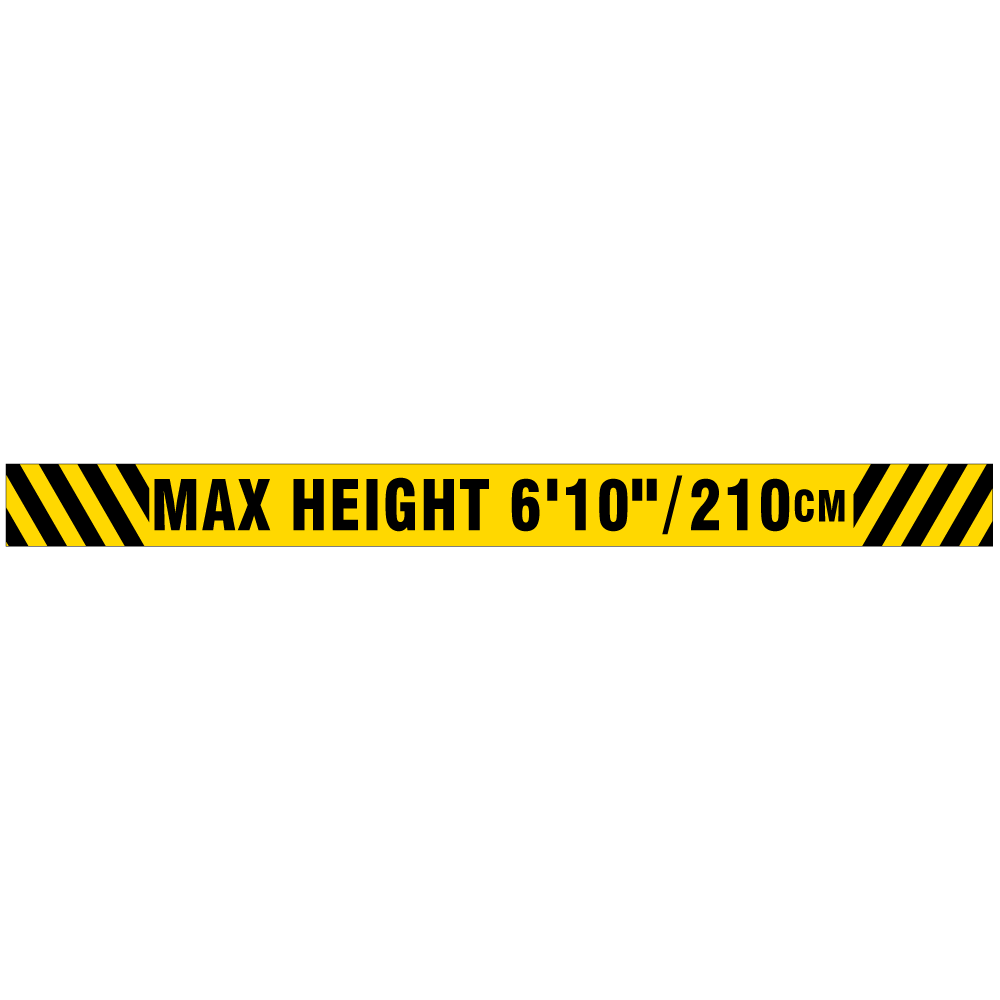 Maximum Height Aluminum Sign with yellow reflective backing and black stripes for parking garages.