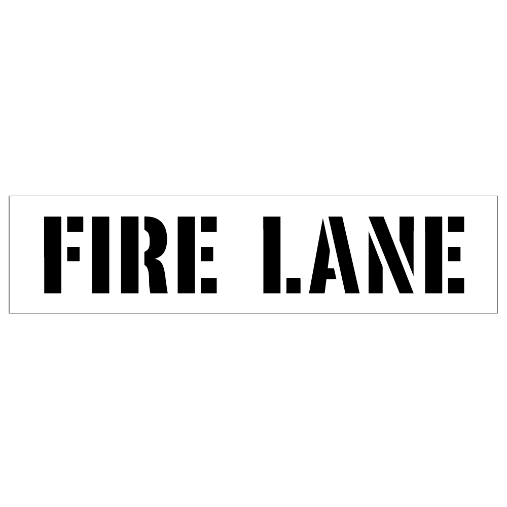 Fire Lane stencil marking on a road