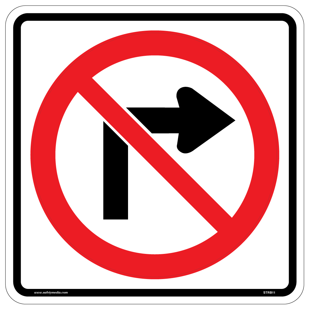Regulatory No Right Turn Sign RB-11 prohibits drivers from making right turns