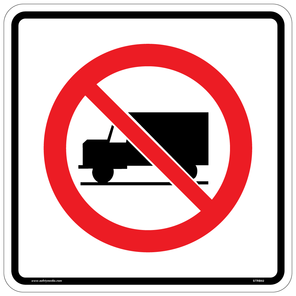 Regulatory No Heavy Trucks Sign RB-62 indicates roads where heavy trucks are not permitted.