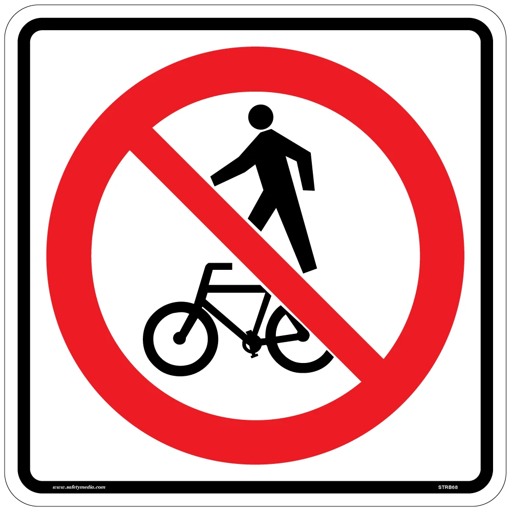 No Pedestrians or Bicycles Sign RB-68 restricts access of both bicycles and pedestrians on specific freeways