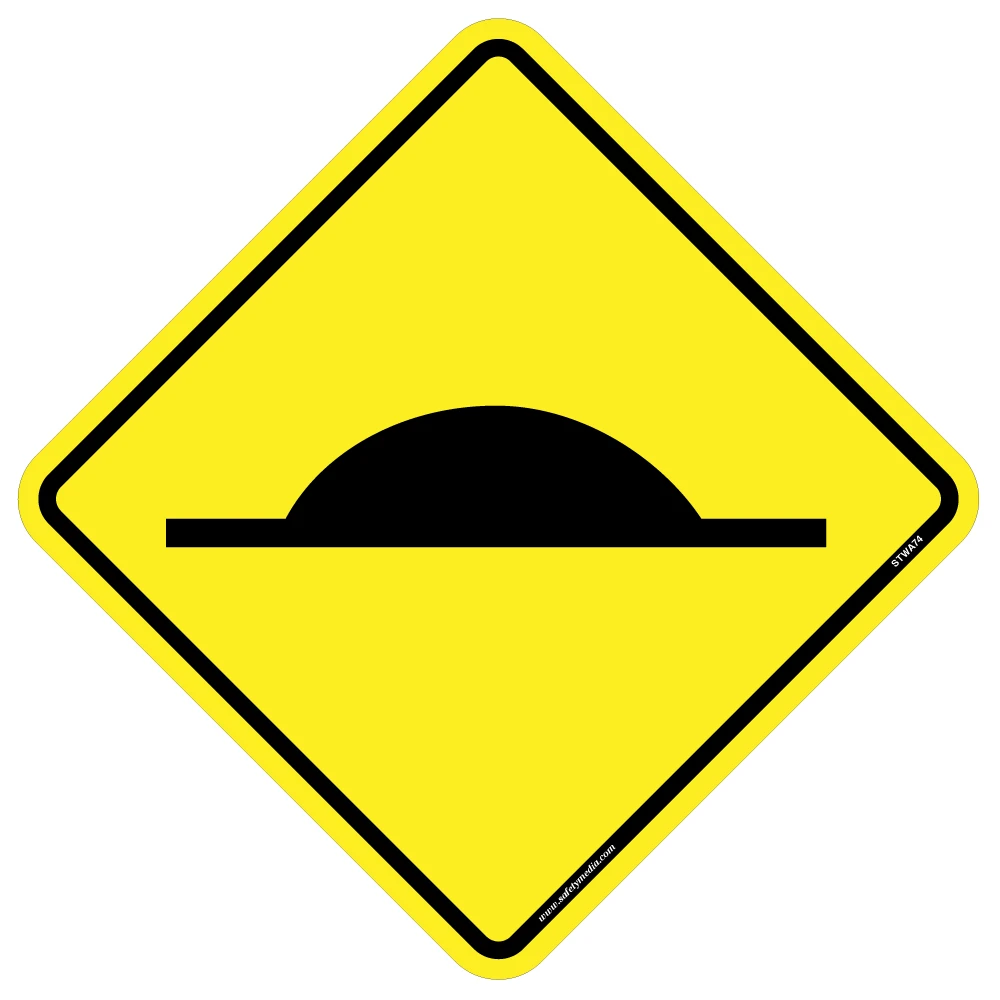 Regulatory Speed Hump Sign WA-74 indicates the presence of a speed hump to slow down vehicular traffic.