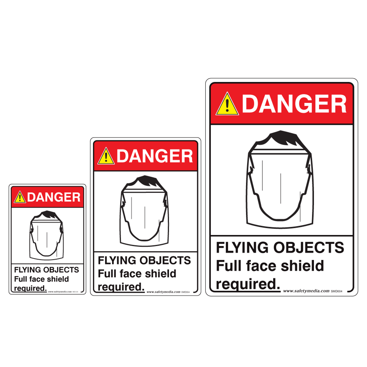 Flying Objects, Full Face Shield Required Danger Signs