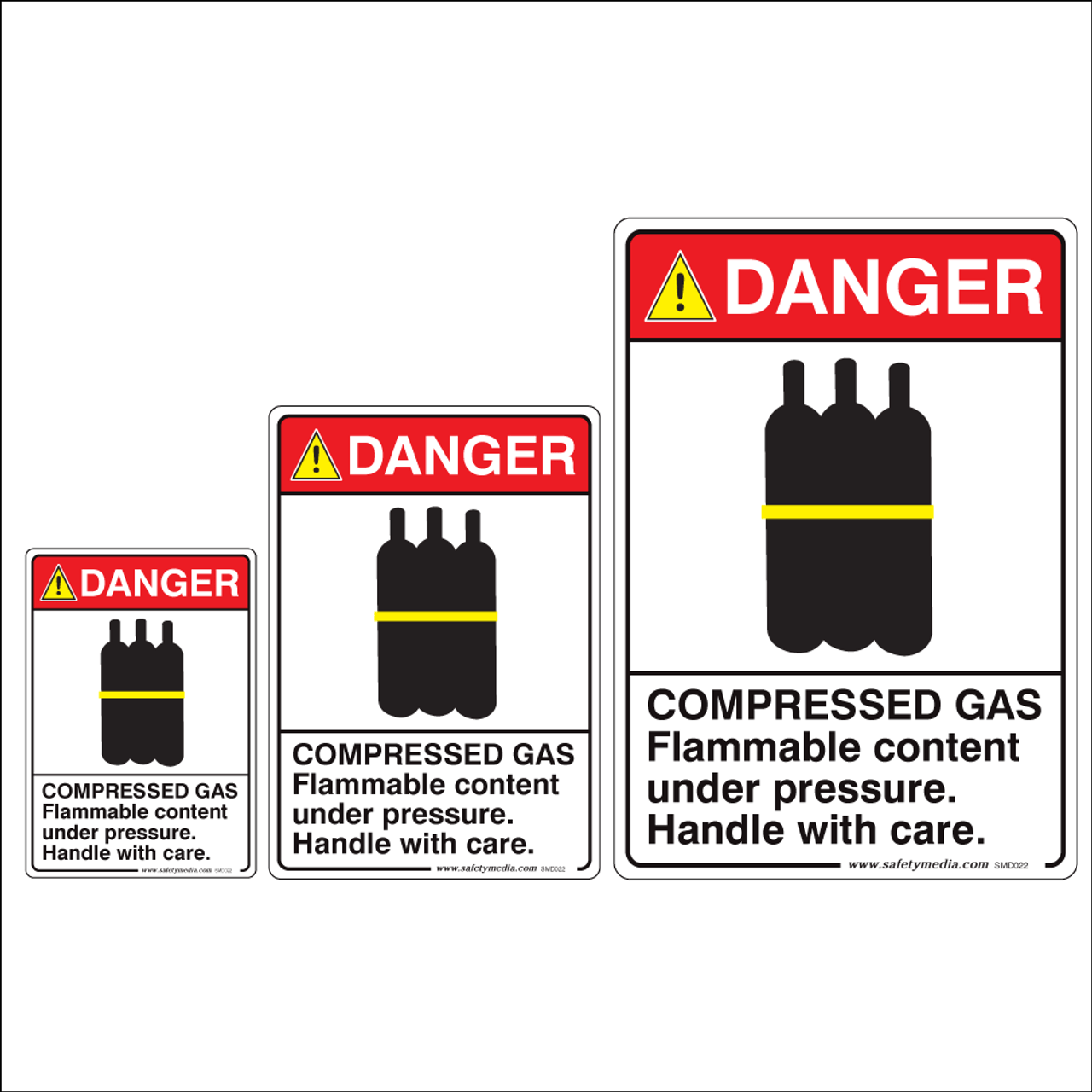 Compressed Gas Flammable Content Handle With Care Danger Signs