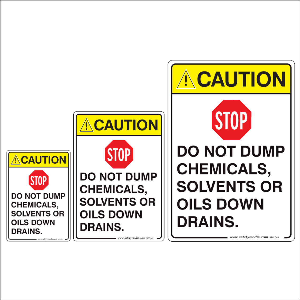 Do Not Dump Solvents or Chemicals Caution Signs