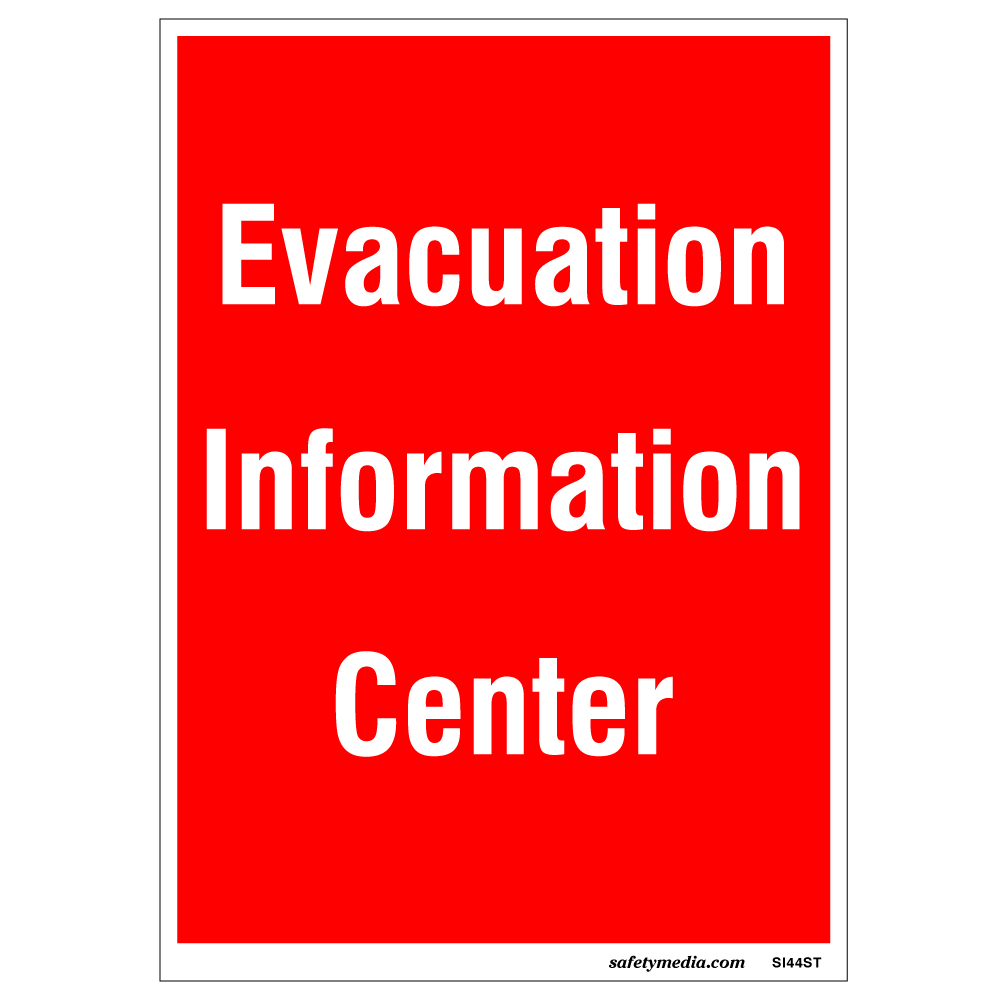 Evacuation Info Center sticker for emergency guidance in buildings