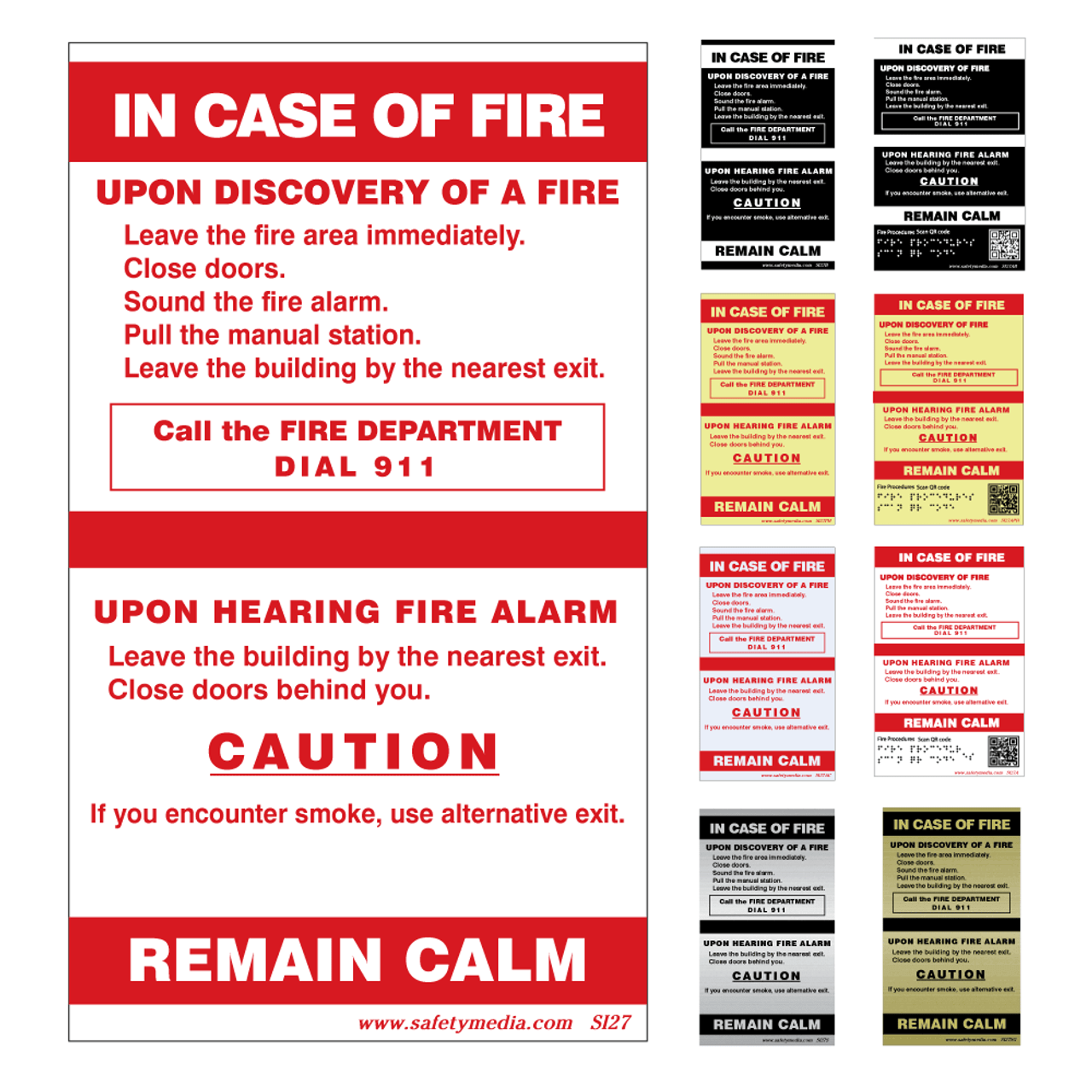 In Case of Fire Single Stage No Elevator Alternative Exit Signs