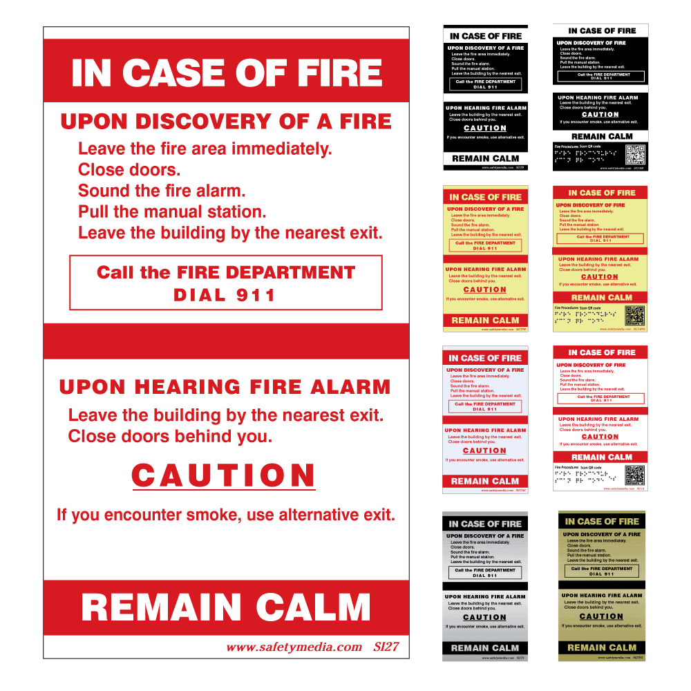 In Case of Fire Single Stage No Elevator Alternative Exit Signs