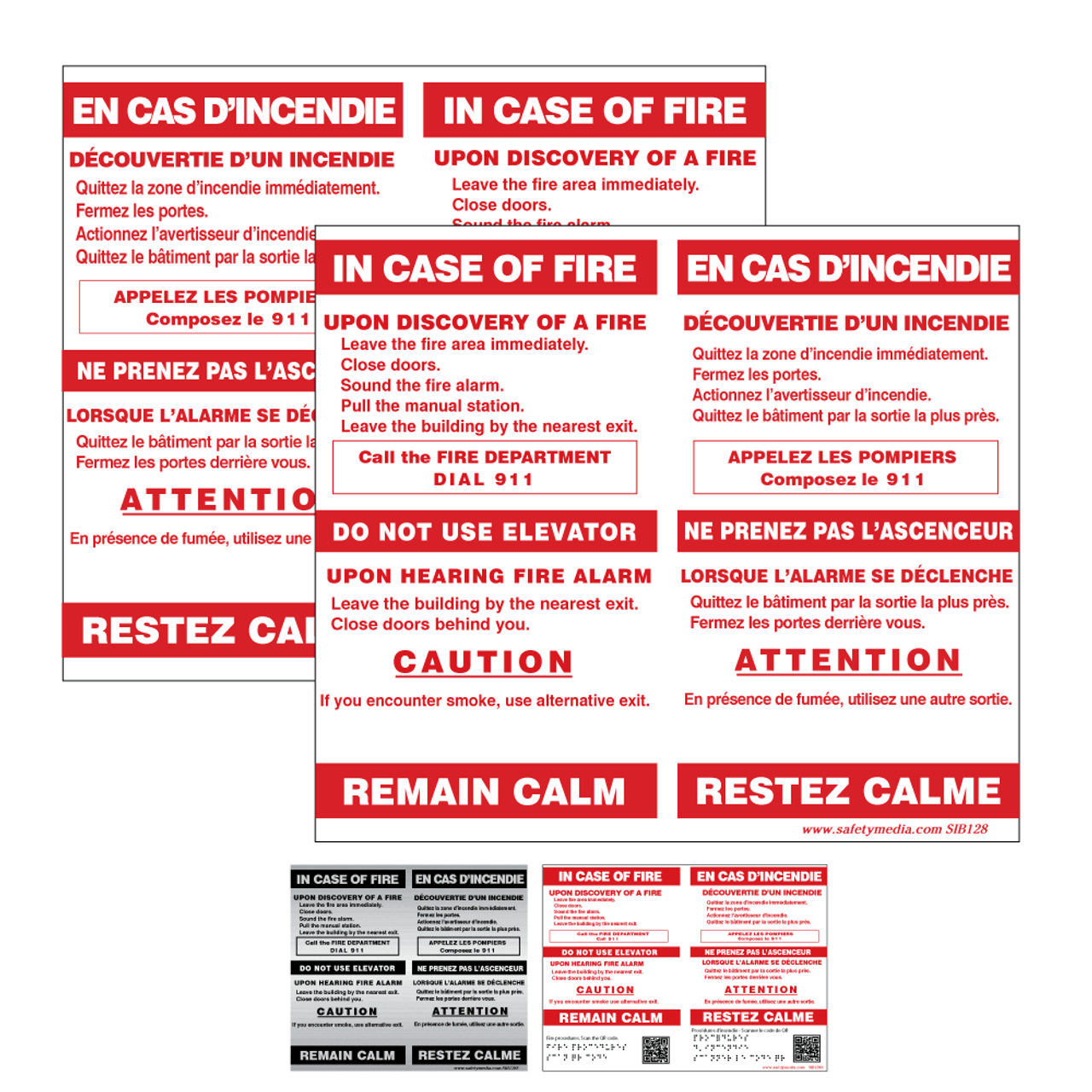 Bilingual In Case of Fire Single Stage Elevator Alternative Exit Signs