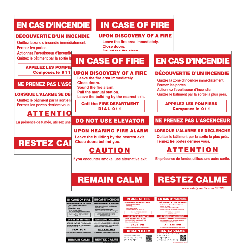 Bilingual In Case of Fire Single Stage Elevator Alternative Exit Signs