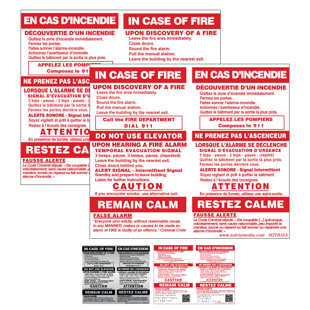 Bilingual In Case of Fire Sign