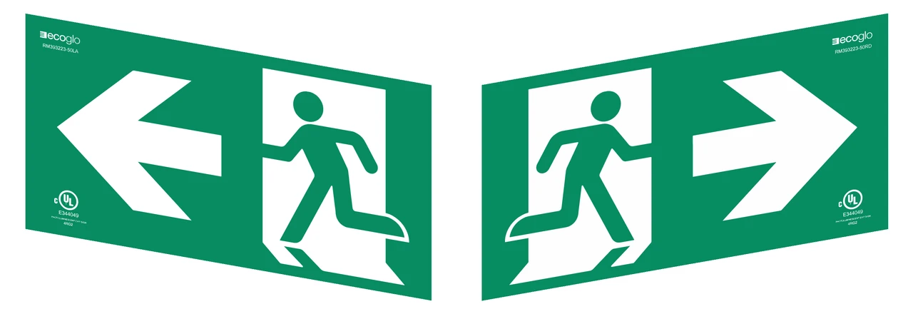 Hybrid LED & Photolum Running Man Single/Double-Sided Exit Signs