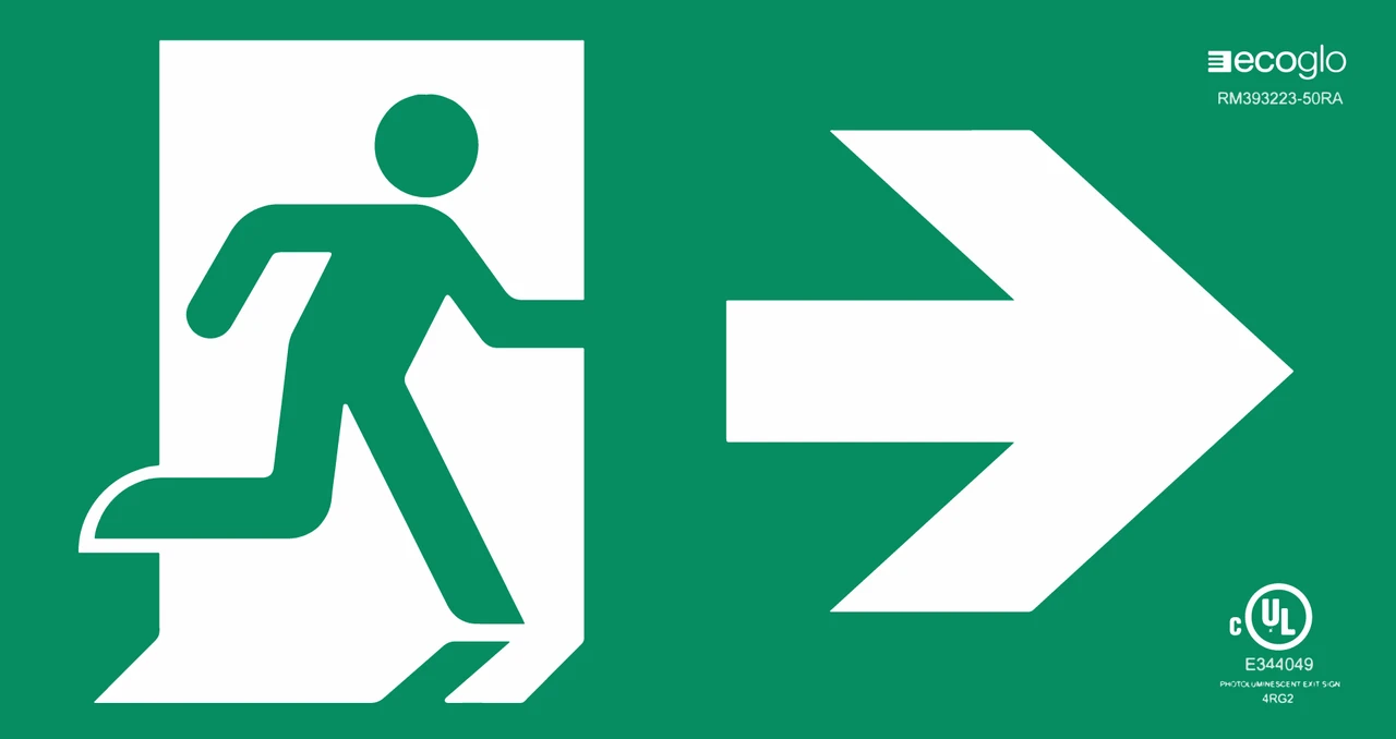 Hybrid LED & Photolum Running Man Single/Double-Sided Exit Signs