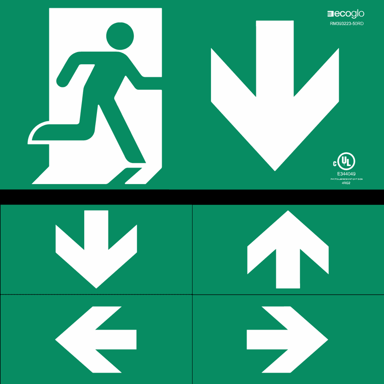 Standard Photolum Single-Sided Running Man Exit Signs