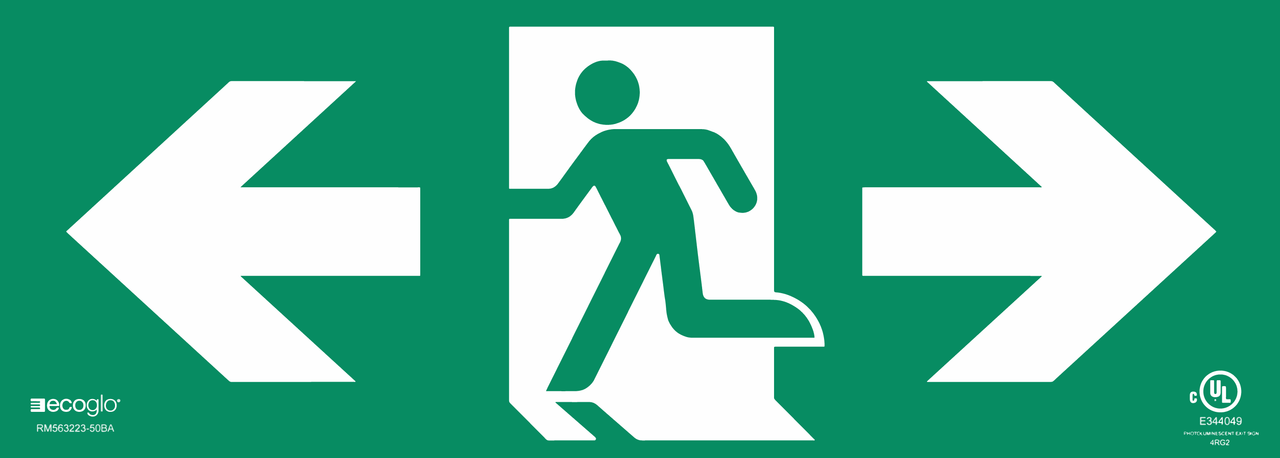 Architectural Photolum Bi-Directional and Single/Double-Sided Running Man Exit Signs