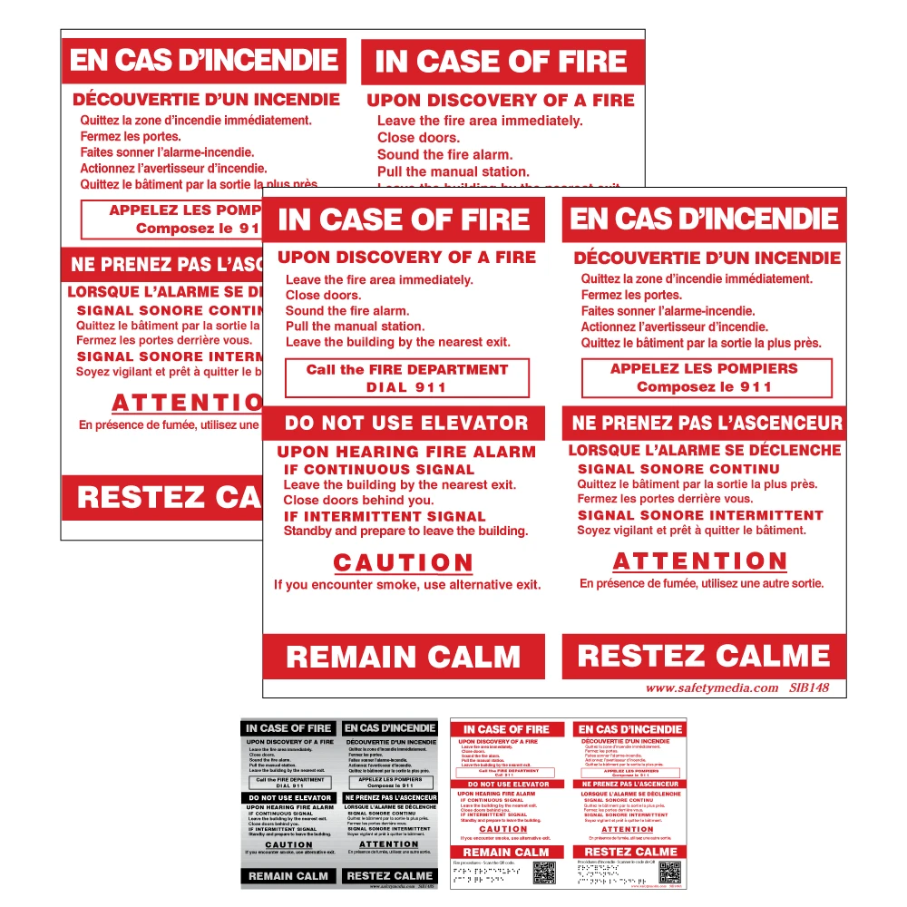 Bilingual In Case of Fire Sign
