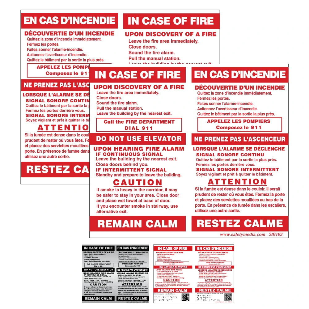 Bilingual In Case of Fire Sign