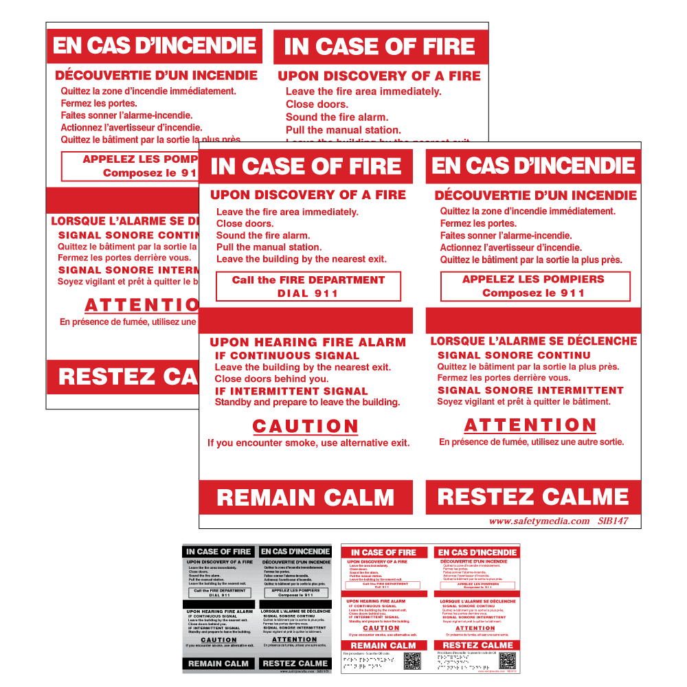 Bilingual In Case of Fire Sign Two Stage Elevator Alternative Exit