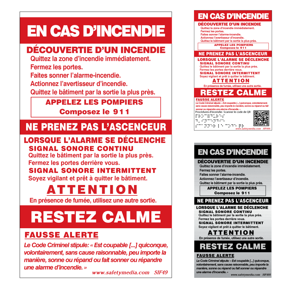 French In Case of Fire Sign