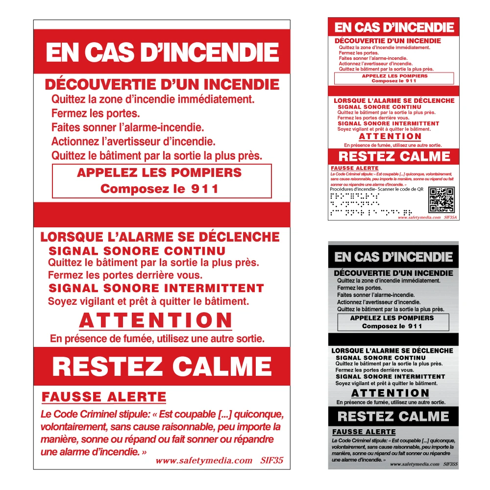 French In Case of Fire Sign