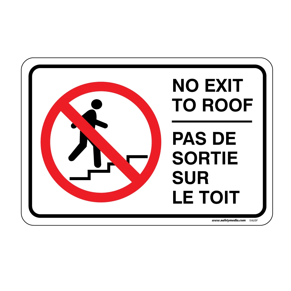 No Exit To Roof Signs - Plastic and Sticker