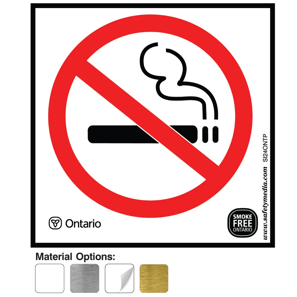 Official Smoke-Free Ontario No Smoking signs and stickers in vinyl