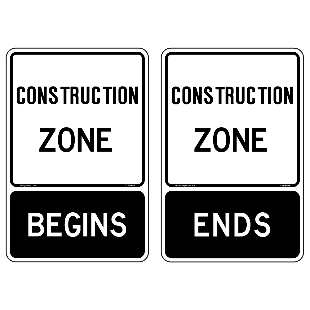 Regulatory RB-90A & RB-90B Construction Zone Signs mark the beginning and end of construction zones