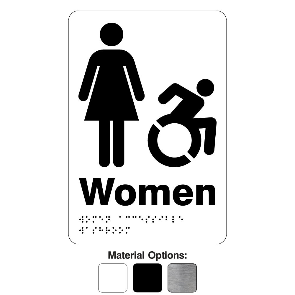 AODA Women's Wheelchair Accessible Washroom Plastic Signs