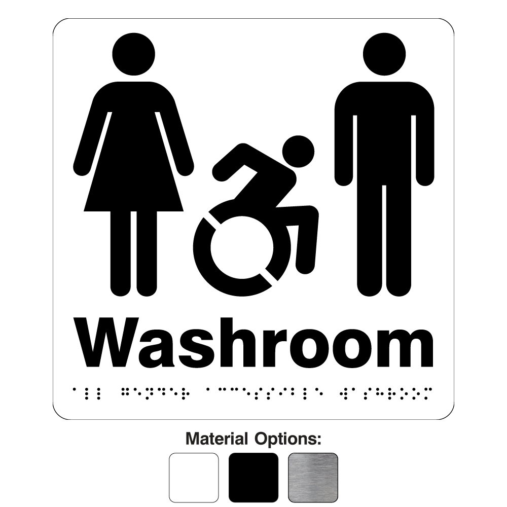 AODA Unisex Wheelchair Accessible Washroom Plastic Signs