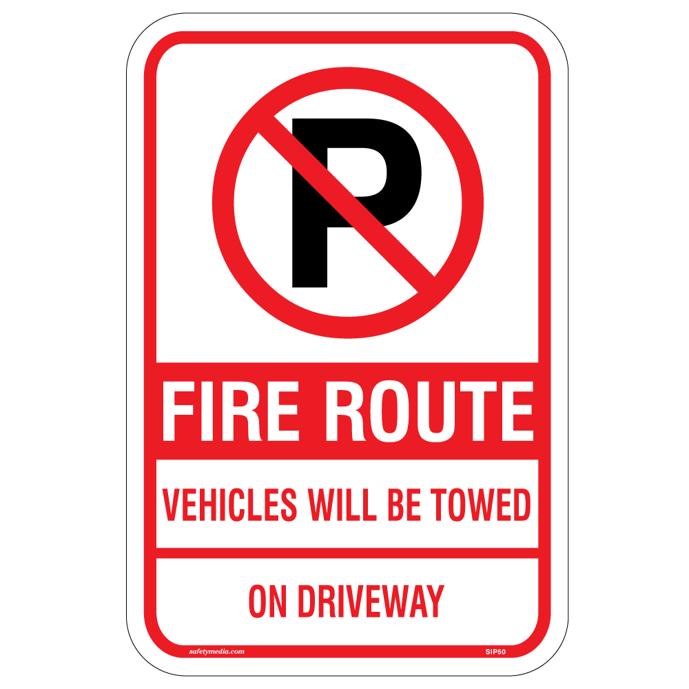 Fire Route No Parking on Driveway Sign