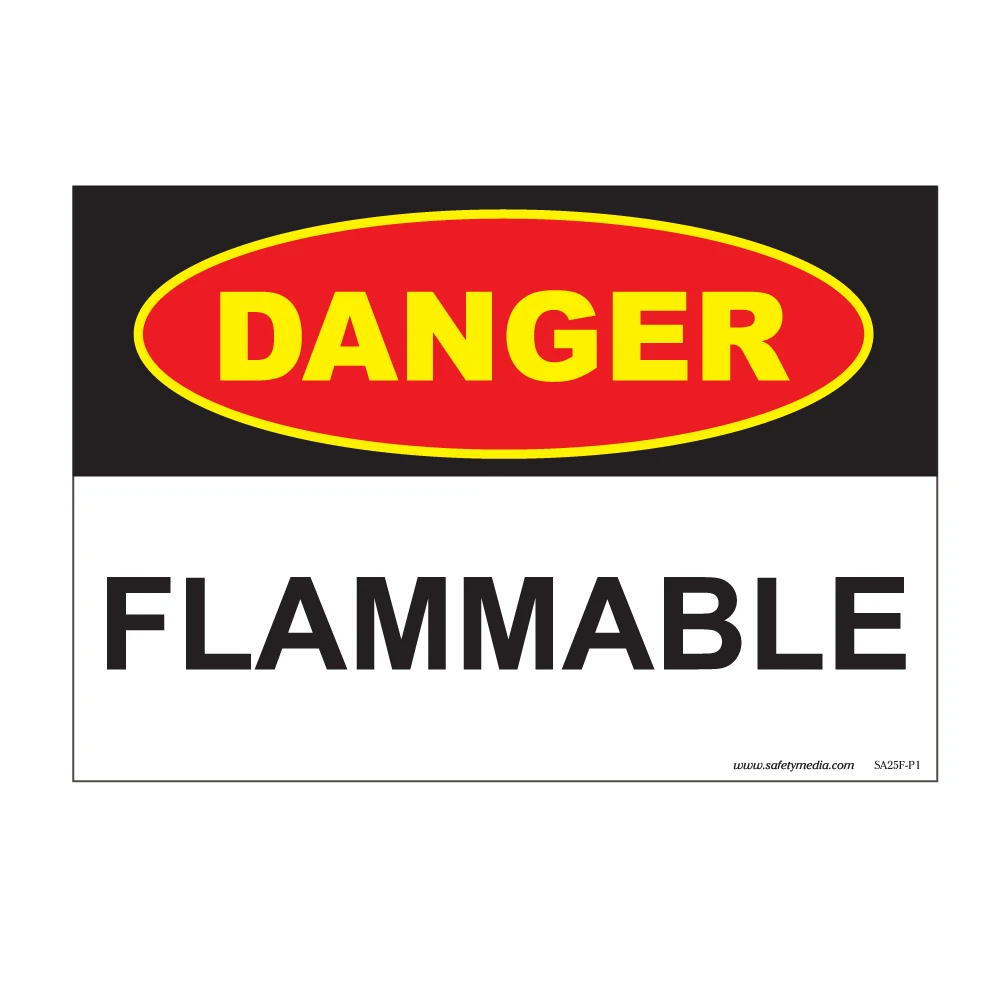 Danger Flammable signs in vinyl sticker and plastic options