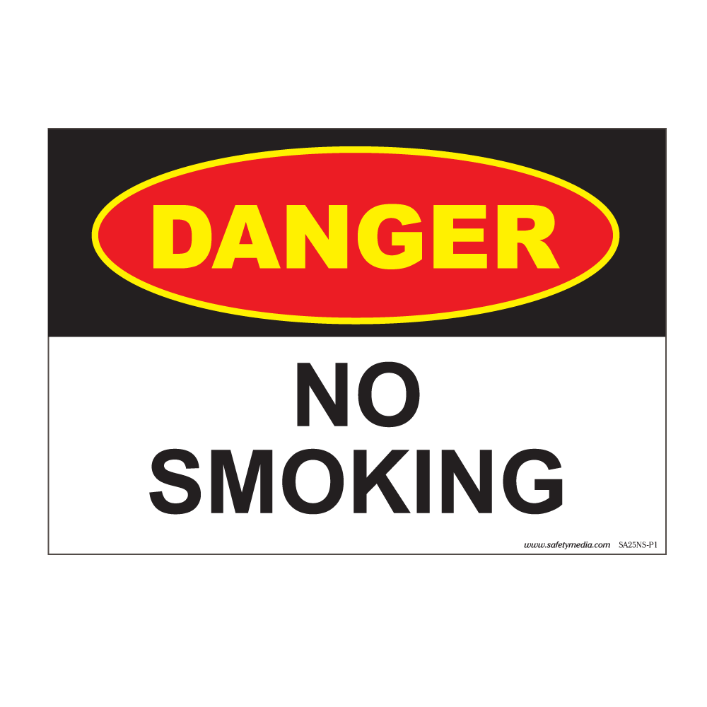 Danger No Smoking Sign in vinyl sticker and plastic options