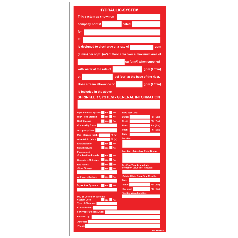 Sprinkler Information Sign