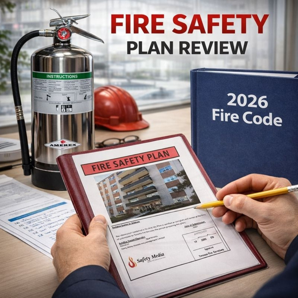 Fire Safety Plan Review service assessing building documentation for 2026 fire code compliance.