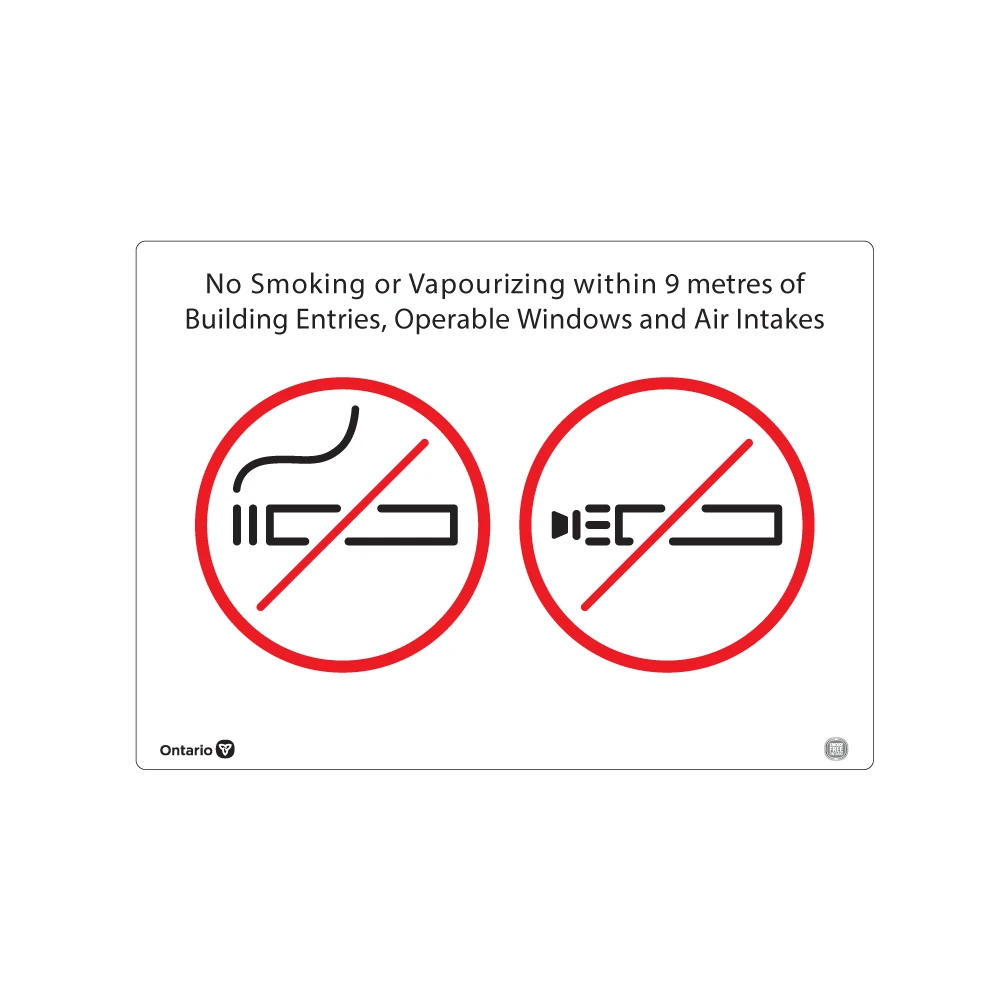 No smoking or vaping within 9 metres of building entries
