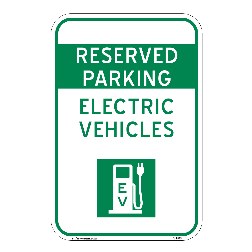 Reserved Parking Electric Vehicles Aluminum Sign with EV charging symbol
