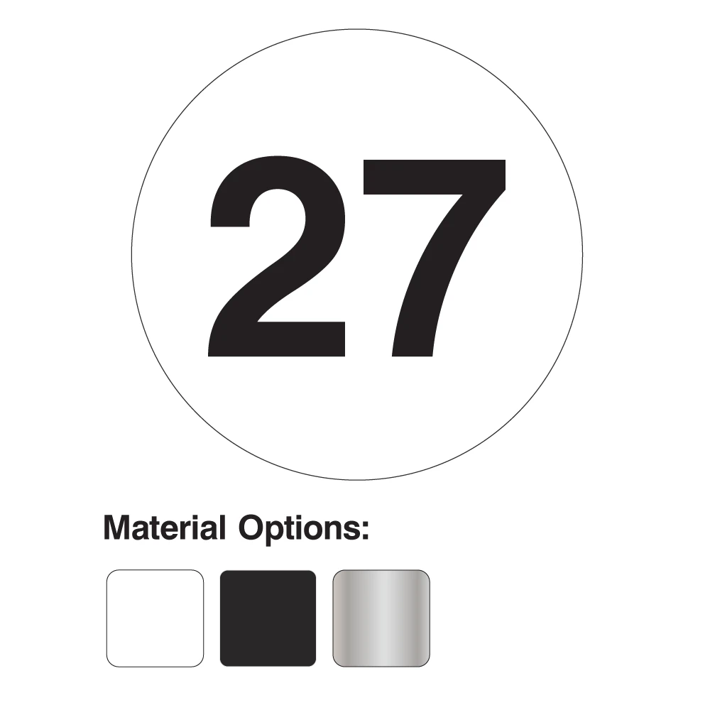 Round unit number sign with custom number for apartment