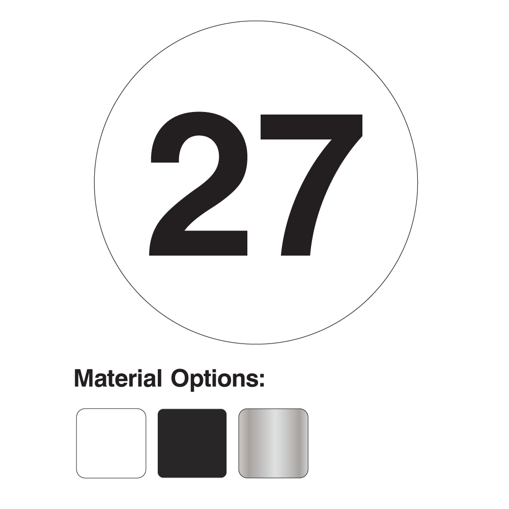 Round unit number sign with custom number for apartment