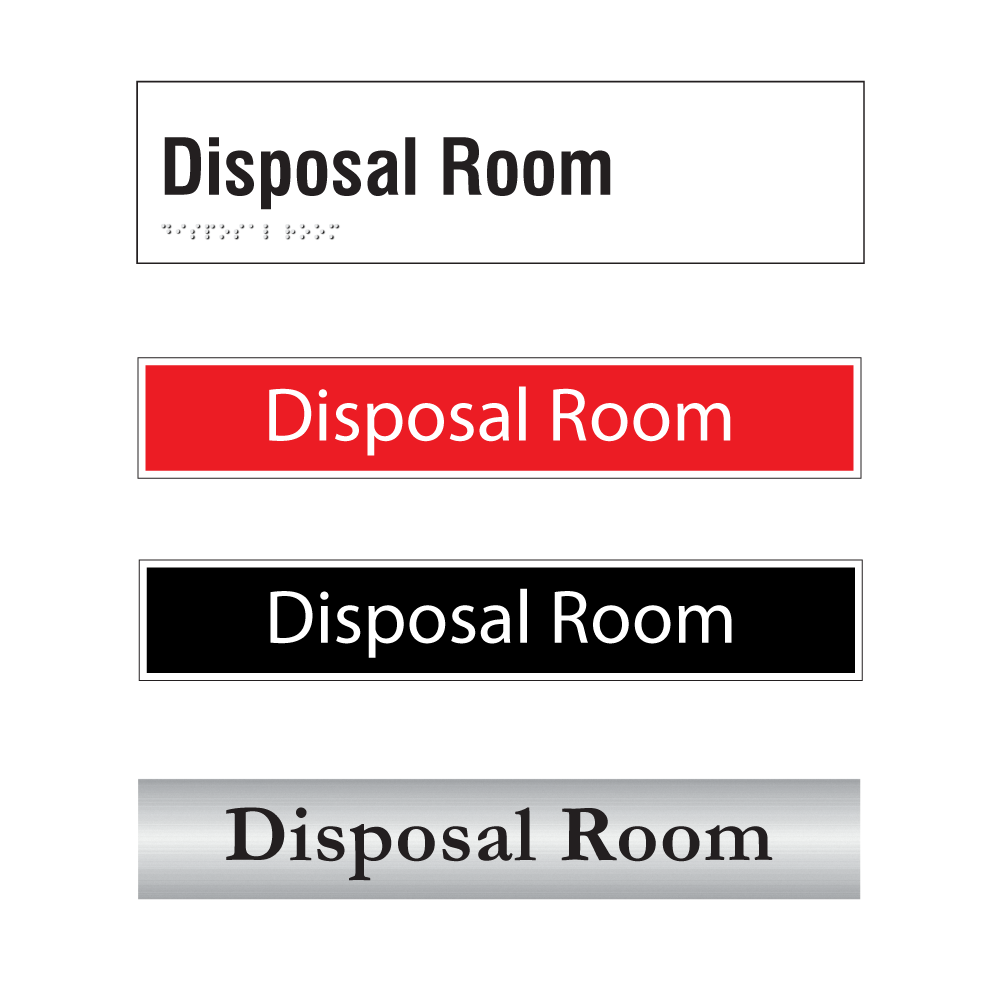 Disposal Room door sign options in silver