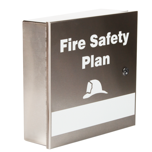 Stainless Steel Fire Safety Plan Box Cam Lock Key 13"H x 13"W x 4"D