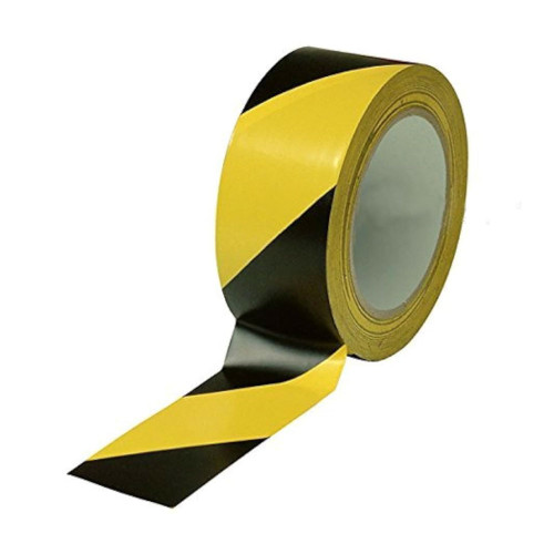 Smooth Top Adhesive Tape, Yellow and Black Stripe 2" x 108' Roll