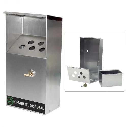 Stainless Steel Smoke-X Cigarette Disposal Box 6"W x 12"H x 4"D