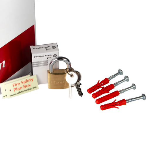 Bilingual Fire Safety Plan Box with Padlocks Bilingual Fire Safety Plan Box with Padlocks