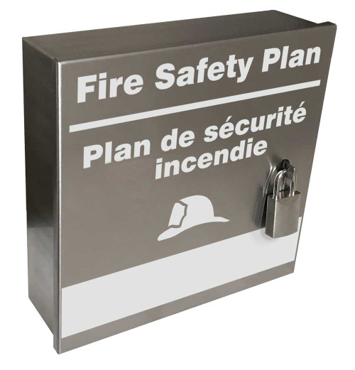 Bilingual Stainless Steel Fire Safety Plan Box with Padlocks