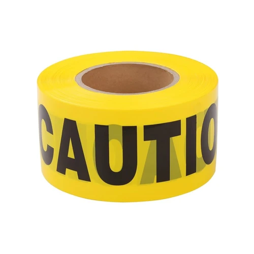 Yellow Non-Adhesive Caution Tape Roll with Black Lettering
